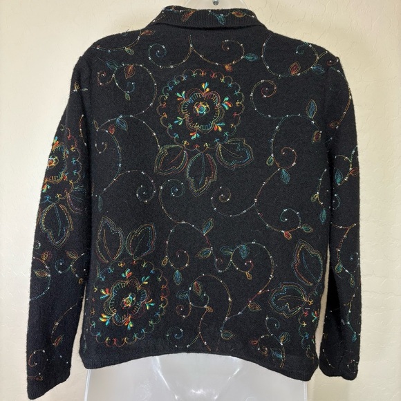 Bechamel Petites Wool Embroidered Black Jacket Zip Up - Picture 7 of 11